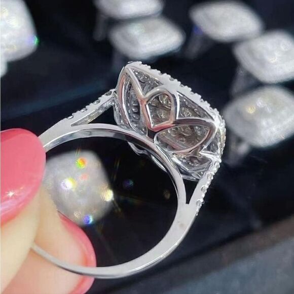 White Baguette 3 Ct. Diamond Ring 14K White Gold on 925 Silver - Picture 5 of 8